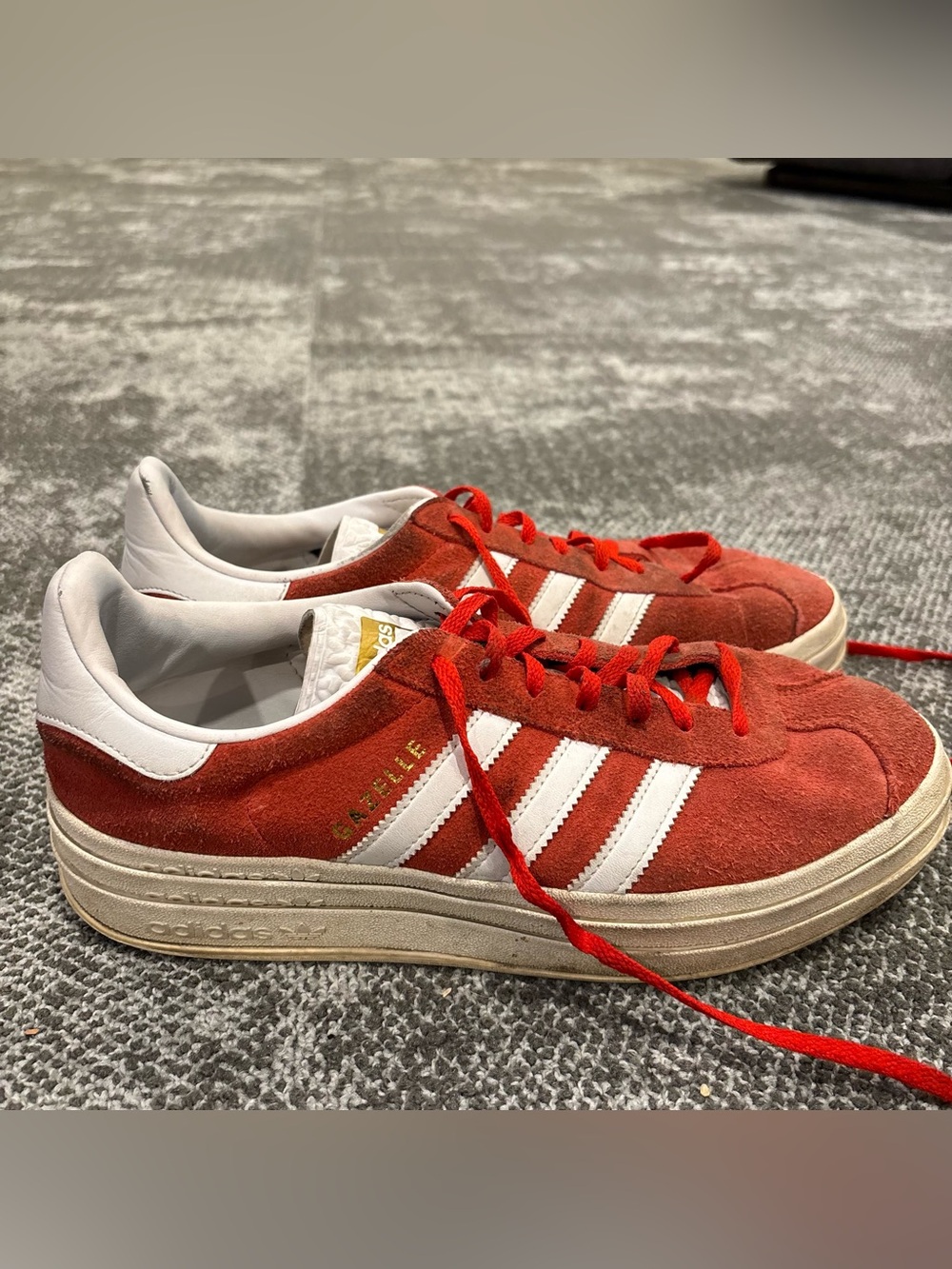 Adidas Gazelle Bold Red White Shoes Mens U.S. 11